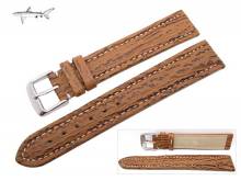 Uhrenarmband XL 22mm braun echt Hai wei&szlig;e Naht (Schlie&szlig;enansto&szlig; 20 mm)