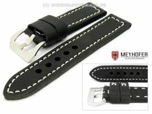 Uhrenarmband Trondheim 26mm schwarz Antik-Look Kontrastnaht von MEYHOFER (Schließenanstoß 26 mm)