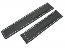 Uhrenarmband 22mm schwarz glatt wei&szlig;e Naht f&uuml;r Breitling von EULUX (Schlie&szlig;enansto&szlig; 18 mm)