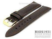 Uhrarmband Colorado 22mm dunkelbraun RIOS echt Büffel genarbt abgenäht (Schließenanstoß 18 mm)