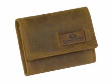 Geldbörse klein OLD SCHOOL (quer) gewalktes Western-Type Büffelleder Vintage mittelbraun RFID-Schutz von LandLeder