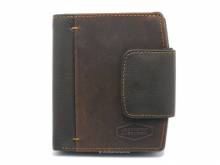 Geldbörse LA BORSA Rindleder stone washed & boldgrain mittelbraun/dunkelbraun von LandLeder