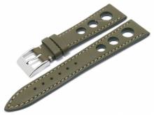 Luxus-Uhrenarmband Barenia-Racing 21mm olivgrün Leder Racing-Look helle Naht von LIC Atelier (Schließenanstoß 18 mm)