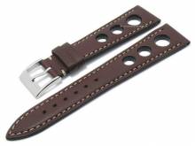 Luxus-Uhrenarmband Barenia-Racing 19mm mittelbraun Leder Racing-Look helle Naht LIC Atelier (Schließenanstoß 16 mm)