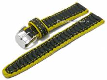 ABVERKAUF: Uhrenarmband Salo 18mm schwarz/gelb Synthetik von MEYHOFER (Schlie&szlig;enansto&szlig; 16 mm)