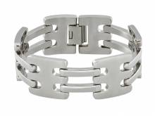 Schmuck-Armband Edelstahl silberfarben massiv Durchschub-Klappverschluss Edelstahl von MABRO Steel - Bandl&auml;nge ca. 20cm