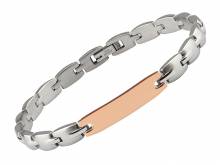 Schmuck-Armband Edelstahl silberfarben/ros�goldfarben Durchschub-Klappverschluss von MABRO Steel - Bandl&auml;nge ca. 21cm