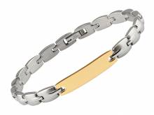 Schmuck-Armband Edelstahl silberfarben/goldfarben Durchschub-Klappverschluss von MABRO Steel - Bandl&auml;nge ca. 21cm