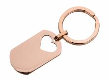 Schl&uuml;sselanh&auml;nger/Taschenanh&auml;nger Edelstahlplatte ros�goldfarben mit Herz von MABRO Steel