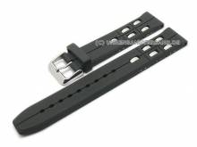 Uhrenarmband 20mm schwarz Synthetik/Metall matt mit Mittelnut von MABRO Steel (Schließenanstoß 20 mm)