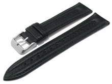 Uhrenarmband (Moklb80) 20mm schwarz Leder genarbt Doppel-Wulst abgen&auml;ht von MABRO (Schlie&szlig;enansto&szlig; 18 mm)