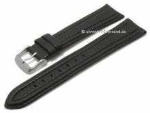 Uhrenarmband 22mm schwarz Ziegen-Leder genarbt abgenäht von MABRO Steel (Schließenanstoß 20 mm)