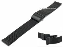 Uhrenarmband 22mm Milanaise schwarz mit Schnellwechsel-Stegen feines Geflecht Falt-Schiebeverschluss von MABRO Steel