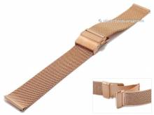 Uhrenarmband 20mm Milanaise rosgoldfarben Schnellwechsel-Stege feines Geflecht Falt-Schiebeverschluss von MABRO Steel