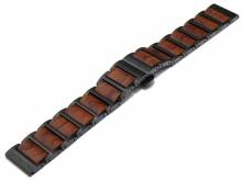 Design-Uhrenarmband (Mokmc790) 20mm schwarz/mittelbraun Edelstahl/Holz matt mit EASY-CLICK von MABRO Steel