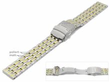 Uhrenarmband 20mm bicolor Titan massiv teilweise poliert mit Sicherheitsfaltschlie&szlig;e von MABRO Steel