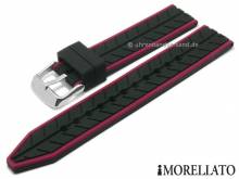 Uhrenarmband Sesia 22mm schwarz Silikon mit Struktur rote Seitenkanten von MORELLATO (Schließenanstoß 22 mm)