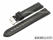 Uhrenarmband 24mm schwarz Karate Leder/Carbon wasserfest von MORELLATO (Schlie&szlig;enansto&szlig; 22 mm)