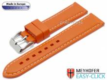Meyhofer EASY-CLICK Uhrenarmband Tanaro 22mm orange Kautschuk glatt helle Naht (Schlie&szlig;enansto&szlig; 20 mm)