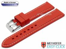 Meyhofer EASY-CLICK Uhrenarmband Tanaro 22mm rot Kautschuk glatt helle Naht (Schlie&szlig;enansto&szlig; 20 mm)