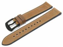 Meyhofer EASY-CLICK Uhrenarmband Waldport 22mm hellbraun Leder/Silikon Vintage-Look (Schlie&szlig;enansto&szlig; 20 mm)