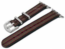 Meyhofer EASY-CLICK Uhrenarmband Parede 20mm schwarz/rot/gr&uuml;n Synthetik/Textil incl. APPLE-Adapter 38 mm NATO-Style