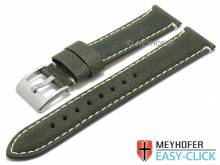 Meyhofer EASY-CLICK Uhrenarmband Yosemite 22mm dunkelgr&uuml;n Leder Vintage-Look helle Naht (Schlie&szlig;enansto&szlig; 20 mm)