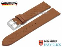 Meyhofer EASY-CLICK Uhrenarmband Mainz 16mm hellbraun Leder Rautenmuster ohne Naht (Schließenanstoß 16 mm)