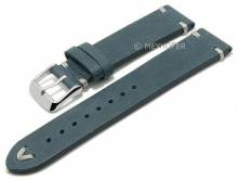 Meyhofer EASY-CLICK Uhrenarmband Portland 22mm mittelblau Leder Vintage-Look helle Naht (Schlie&szlig;enansto&szlig; 20 mm)