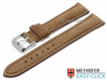 Meyhofer EASY-CLICK Uhrenarmband Yellowstone 22mm hellbraun Leder velourartig abgen&auml;ht (Schlie&szlig;enansto&szlig; 20 mm)