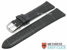 Meyhofer EASY-CLICK Uhrenarmband XS Biscayne 22mm dunkelgrau Leder Alligator-Pr&auml;gung abgen&auml;ht (Schlie&szlig;enansto&szlig; 20 mm)