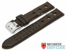 Meyhofer EASY-CLICK Uhrenarmband Arches 24mm dunkelbraun Leder vegetabil Racing-Look abgenäht (Schließenanstoß 22 mm)