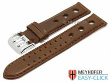 Meyhofer EASY-CLICK Uhrenarmband Arches 22mm mittelbraun Leder vegetabil Racing-Look abgen&auml;ht (Schlie&szlig;enansto&szlig; 20 mm)