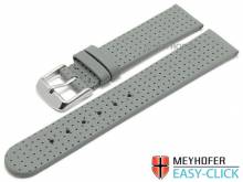 Meyhofer EASY-CLICK Uhrenarmband Adelaide 22mm grau Leder perforiert matt (Schließenanstoß 20 mm)