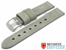 Meyhofer EASY-CLICK Uhrenarmband Redwood Special 22mm grau Leder Antik-Look helle Naht (Schlie&szlig;enansto&szlig; 22 mm)
