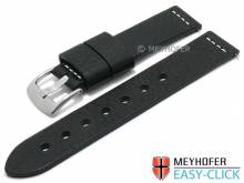 Meyhofer EASY-CLICK Uhrenarmband Redwood 18mm schwarz Leder Antik-Look helle Naht (Schließenanstoß 18 mm)