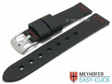 Meyhofer EASY-CLICK Uhrenarmband Redwood Fashion 20mm schwarz Leder Antik-Look rote Naht (Schlie&szlig;enansto&szlig; 20 mm)