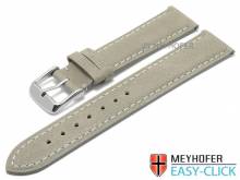 Meyhofer EASY-CLICK Uhrenarmband Bryce 22mm hellgrau Leder Vintage-Look helle Naht (Schließenanstoß 20 mm)