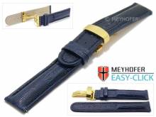 Meyhofer EASY-CLICK Uhrenarmband Revelstoke 22mm dunkelblau Leder Teju-Pr&auml;gung FS goldfarben (Schlie&szlig;enansto&szlig; 20 mm)