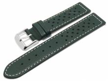 Meyhofer EASY-CLICK Uhrenarmband Alton 20mm dunkelgrün Leder Racing-Look helle Naht (Schließenanstoß 20 mm)