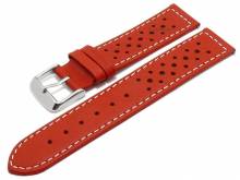 Meyhofer EASY-CLICK Uhrenarmband Alton 22mm rot Leder Racing-Look helle Naht (Schließenanstoß 20 mm)