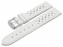 Meyhofer EASY-CLICK Uhrenarmband Alton 22mm weiß Leder Racing-Look abgenäht (Schließenanstoß 20 mm)
