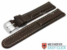 Meyhofer EASY-CLICK Uhrenarmband Agudo 22mm dunkelbraun Leder Teju-Pr&auml;gung helle Naht (Schlie&szlig;enansto&szlig; 20 mm)