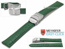 Meyhofer EASY-CLICK Uhrenarmband Tomoka 22mm mittelgr&uuml;n Leder Alligator-Pr&auml;gung Faltschlie&szlig;e (Schlie&szlig;enansto&szlig; 20 mm)