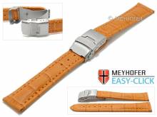 Meyhofer EASY-CLICK Uhrenarmband Tomoka 22mm orange Leder Alligator-Pr&auml;gung Faltschlie&szlig;e (Schlie&szlig;enansto&szlig; 20 mm)