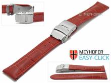 Meyhofer EASY-CLICK Uhrenarmband Tomoka 22mm rot Leder Alligator-Pr&auml;gung Faltschlie&szlig;e (Schlie&szlig;enansto&szlig; 20 mm)
