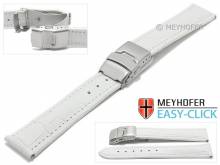 Meyhofer EASY-CLICK Uhrenarmband Tomoka 22mm wei&szlig; Leder Alligator-Pr&auml;gung Faltschlie&szlig;e (Schlie&szlig;enansto&szlig; 20 mm)