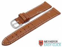 Meyhofer EASY-CLICK Uhrenarmband Ruston 24mm hellbraun Leder Alligator-Prägung helle Naht (Schließenanstoß 22 mm)