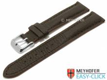 Meyhofer EASY-CLICK Uhrenarmband Hartington 22mm dunkelbraun echt Hirschleder genarbt abgen&auml;ht (Schlie&szlig;enansto&szlig; 20 mm)