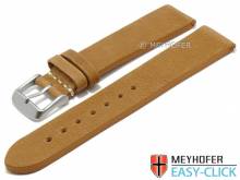 Meyhofer EASY-CLICK Uhrenarmband Worland 20mm hellbraun Leder genarbt ohne Naht (Schlie&szlig;enansto&szlig; 18 mm)